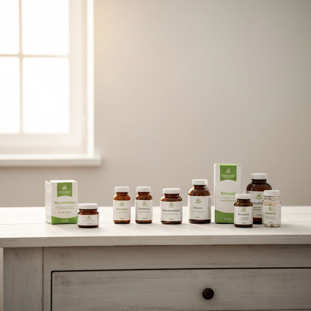 Natürliche Supplements auf einem ruhigen Arbeitsplatz